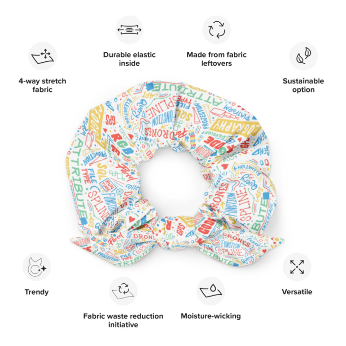 Geospatialology Recycled Scrunchie (White) - Image 3