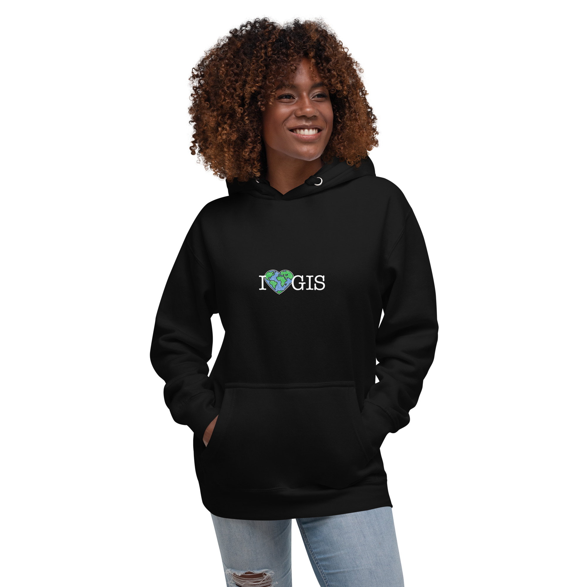 I Love GIS Unisex Hoodie (White Text) - Image 17