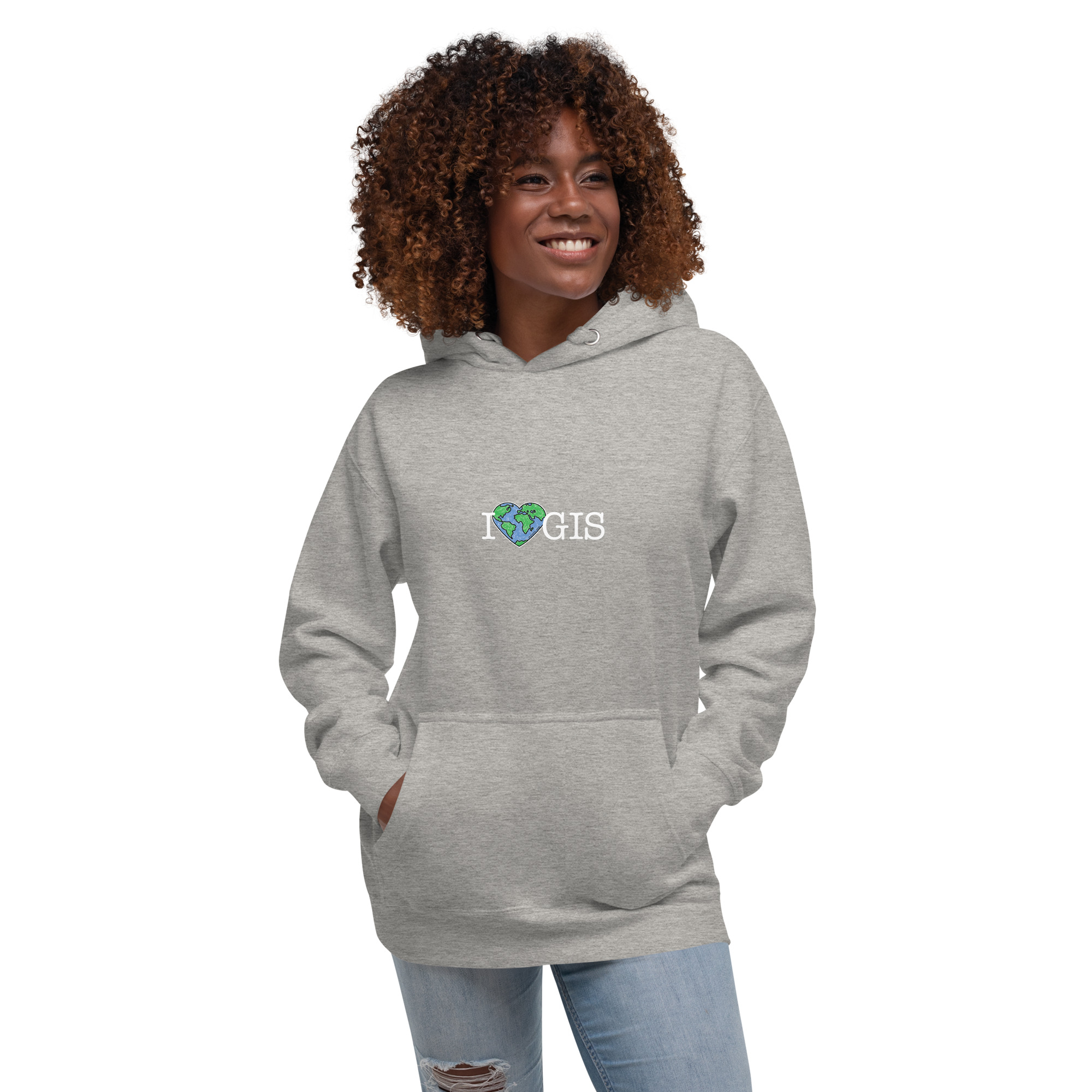 I Love GIS Unisex Hoodie (White Text) - Image 46