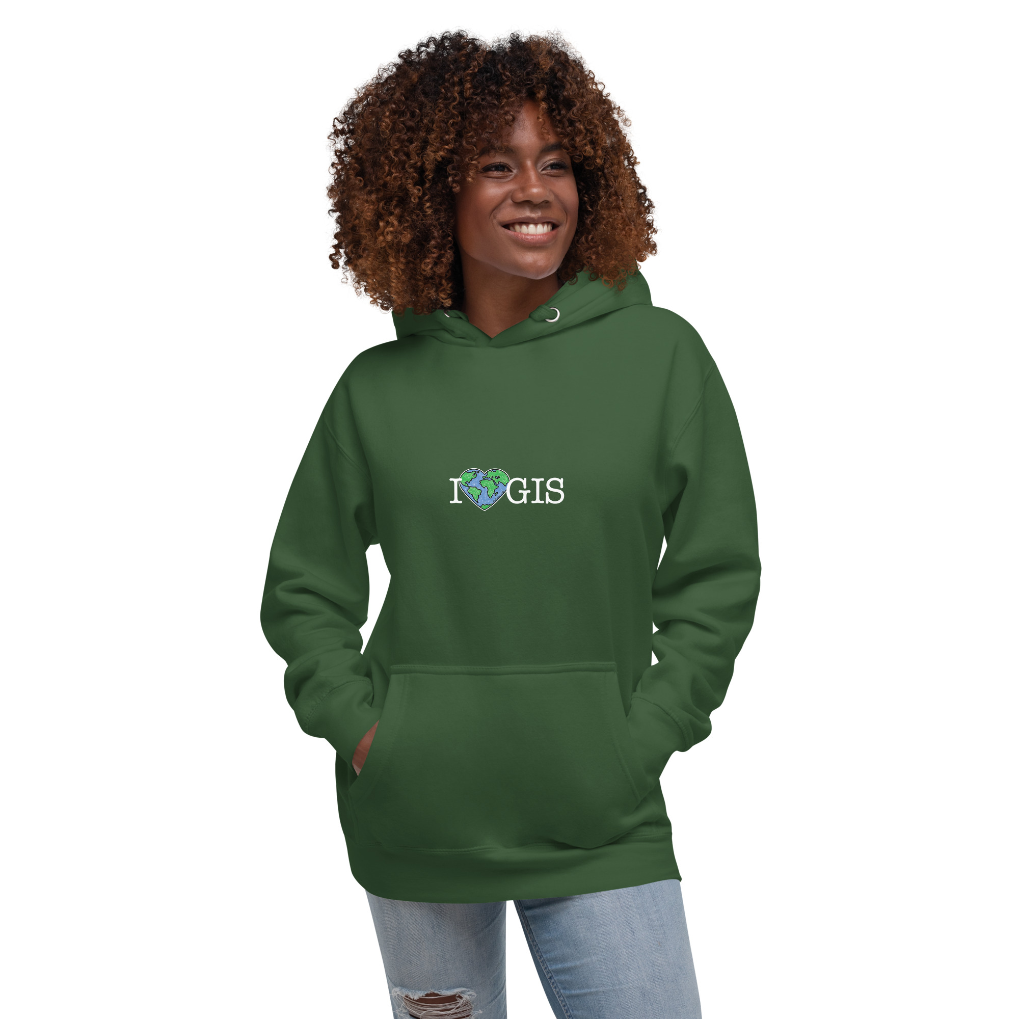 I Love GIS Unisex Hoodie (White Text) - Image 30