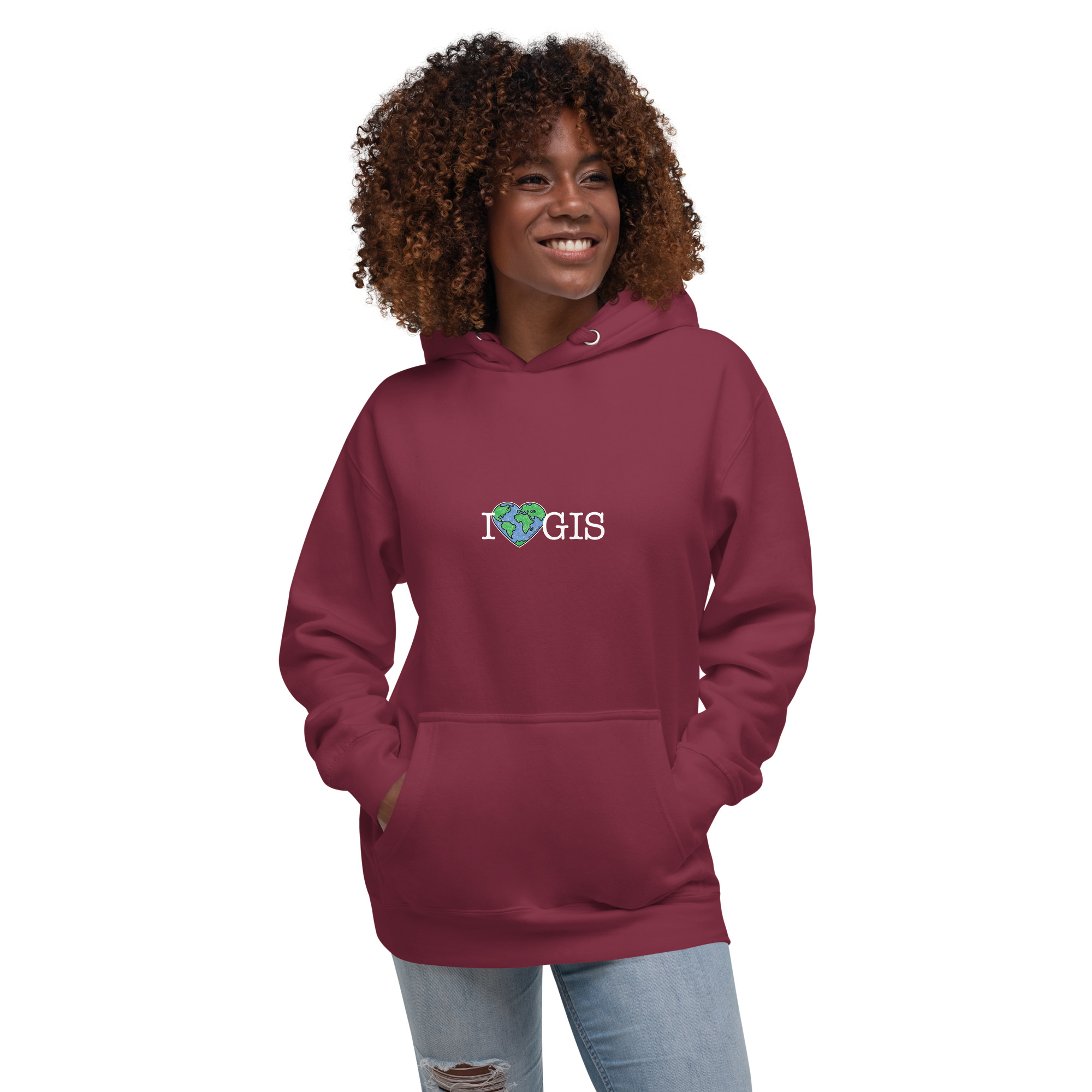 I Love GIS Unisex Hoodie (White Text) - Image 20