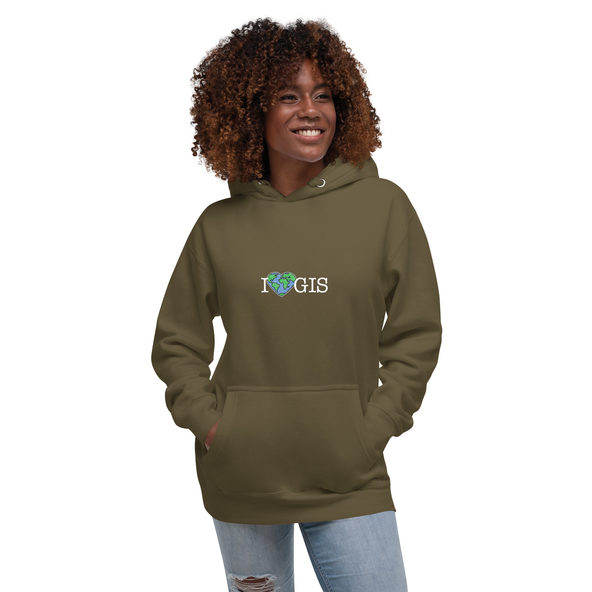 I Love GIS Unisex Hoodie (White Text) - Image 32
