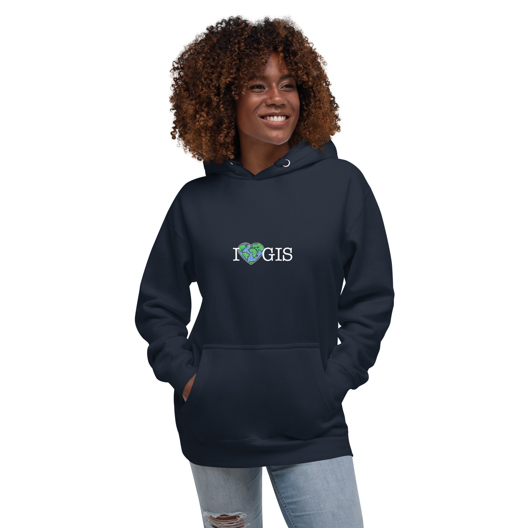 I Love GIS Unisex Hoodie (White Text)