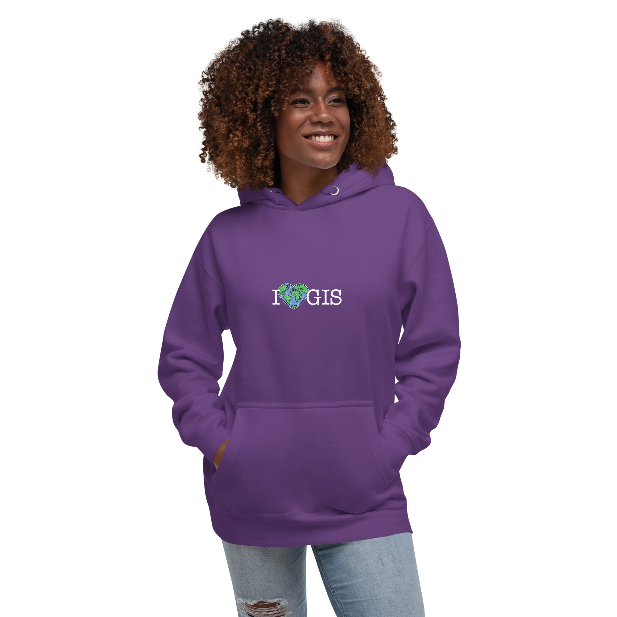 I Love GIS Unisex Hoodie (White Text) - Image 28