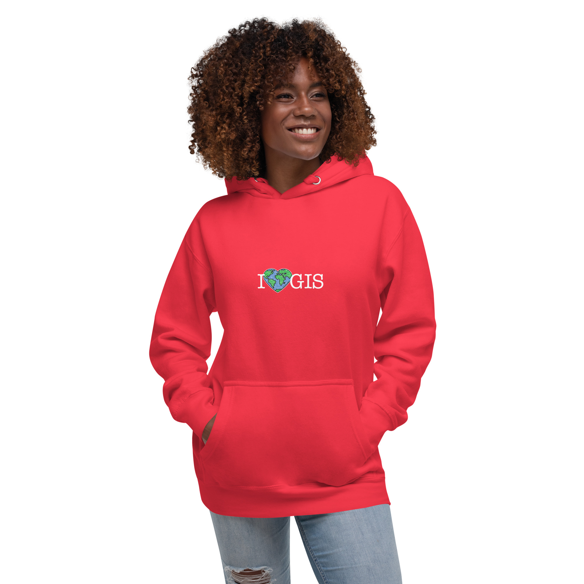 I Love GIS Unisex Hoodie (White Text) - Image 34